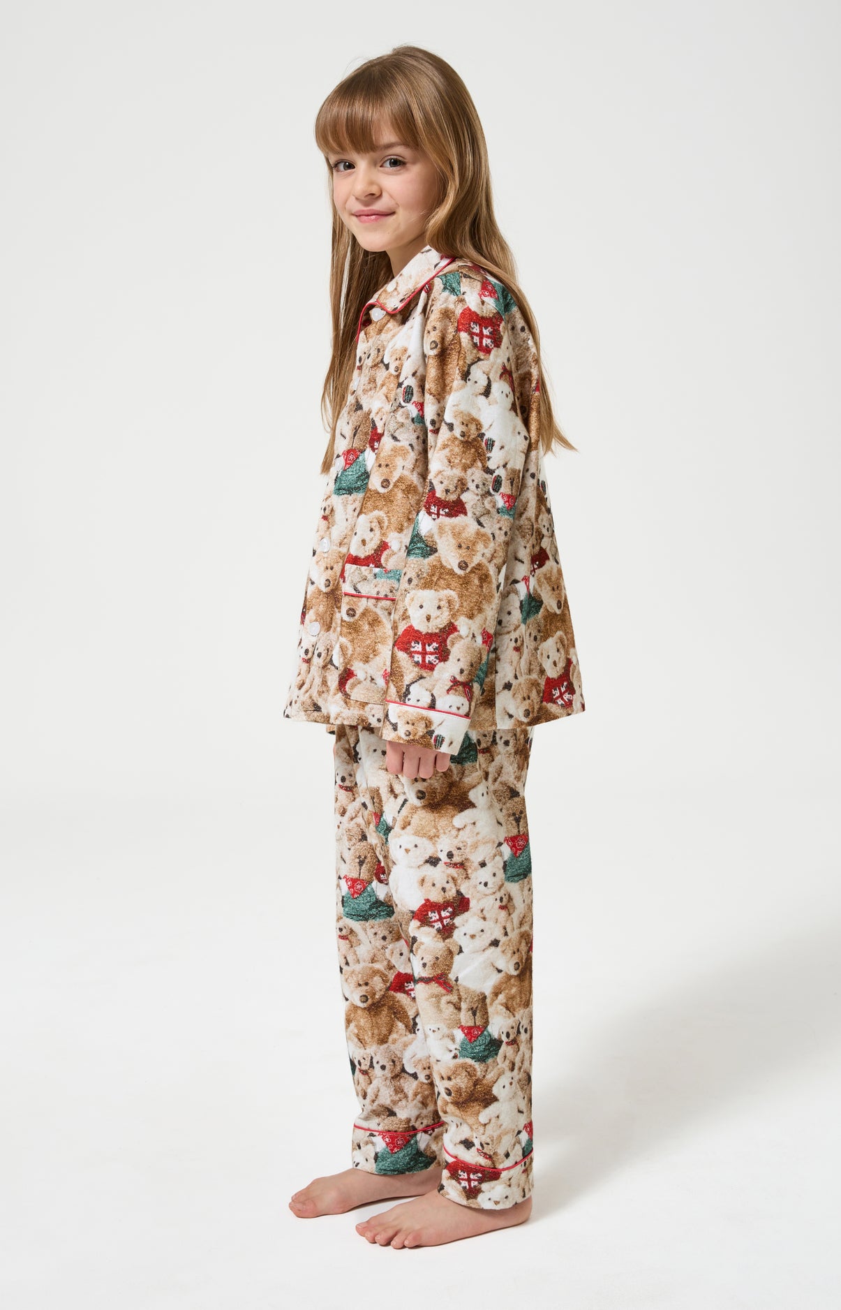 Pyjama chaud ours teddy enfant beige et marron 4