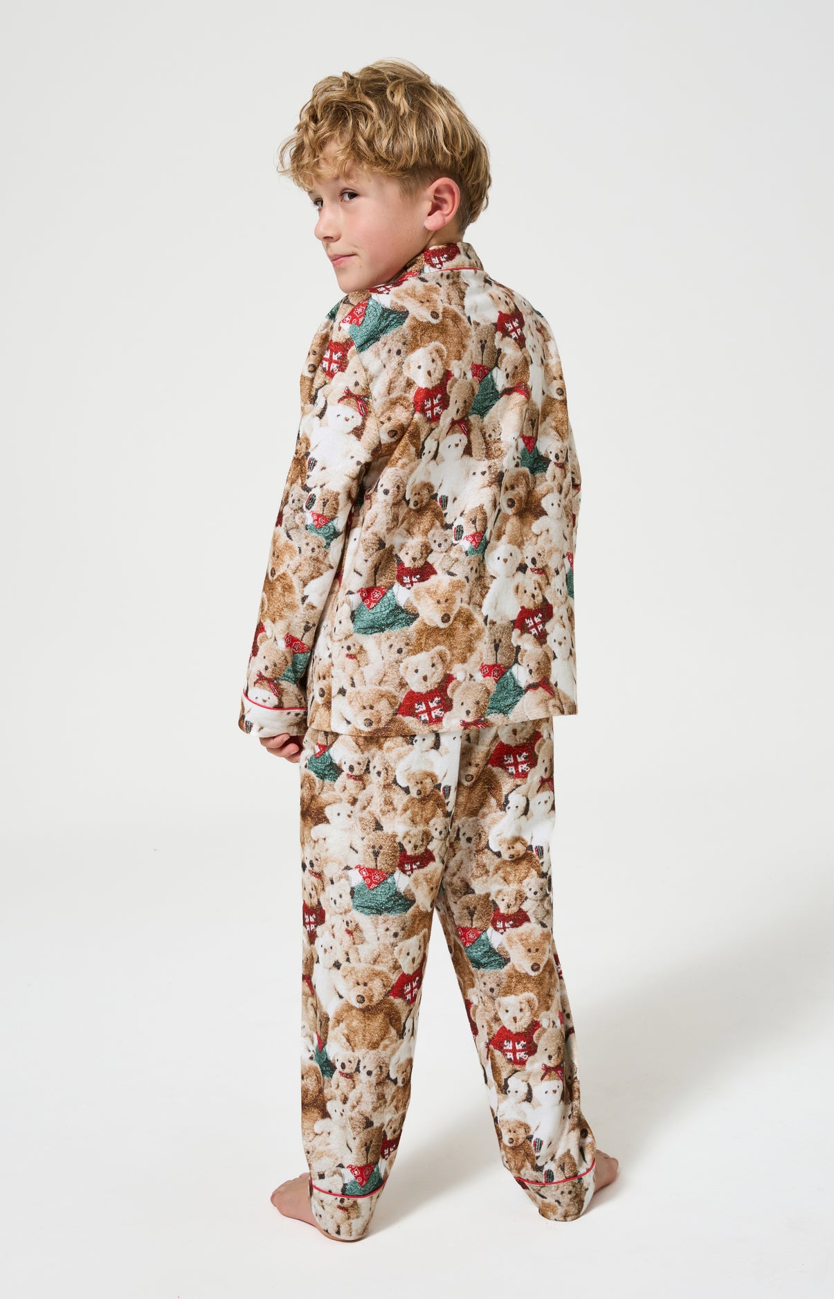 Pyjama chaud ours teddy enfant beige et marron 7