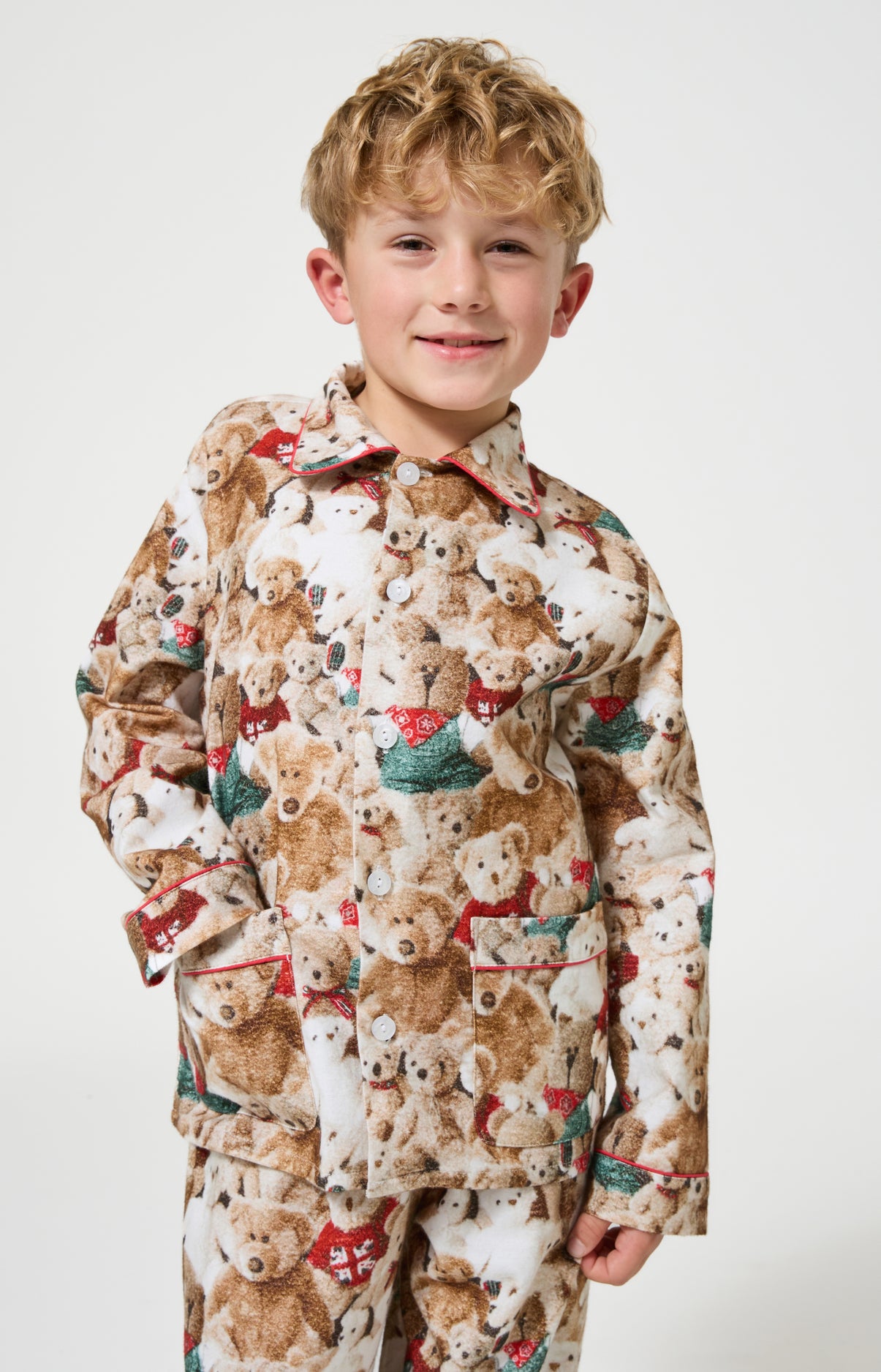 Pyjama chaud ours teddy enfant beige et marron 5