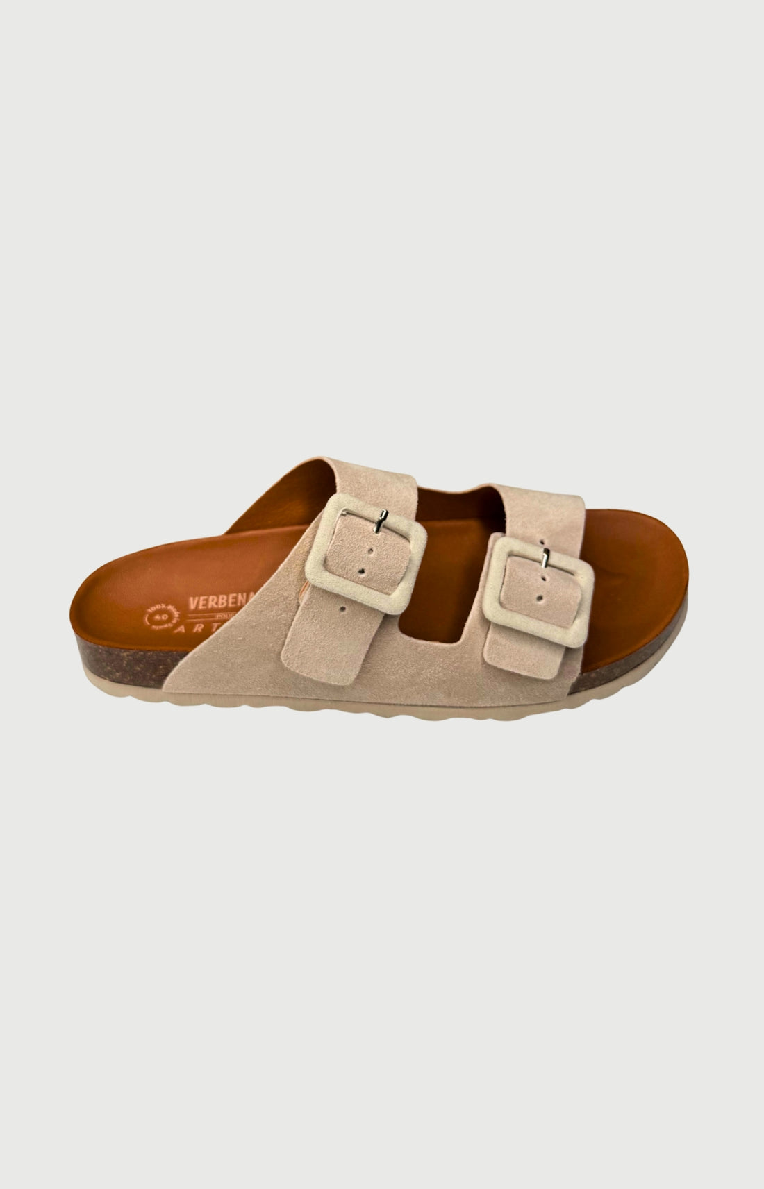 Sandales à deux brides en daim couleur beige sable femme 2