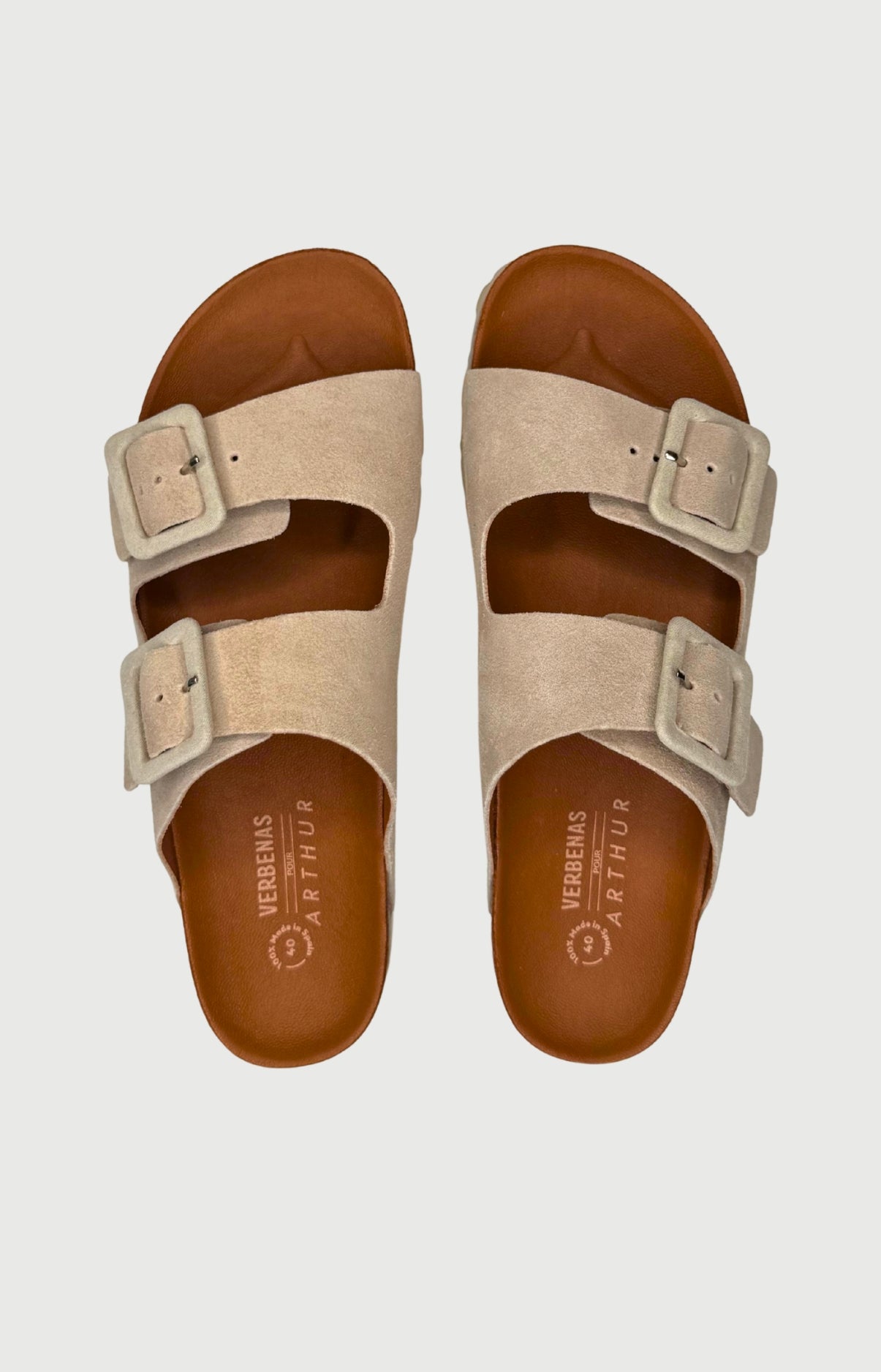 Sandales à deux brides en daim couleur beige sable femme 3