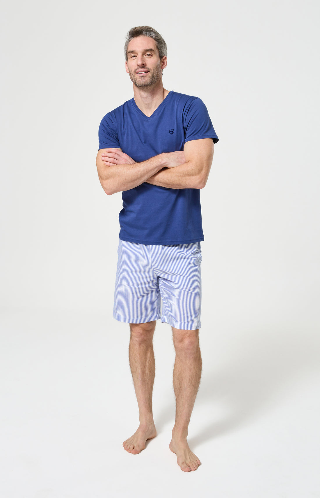 Bas Homme Rayé Imprimé rayures bleues et blanches 1