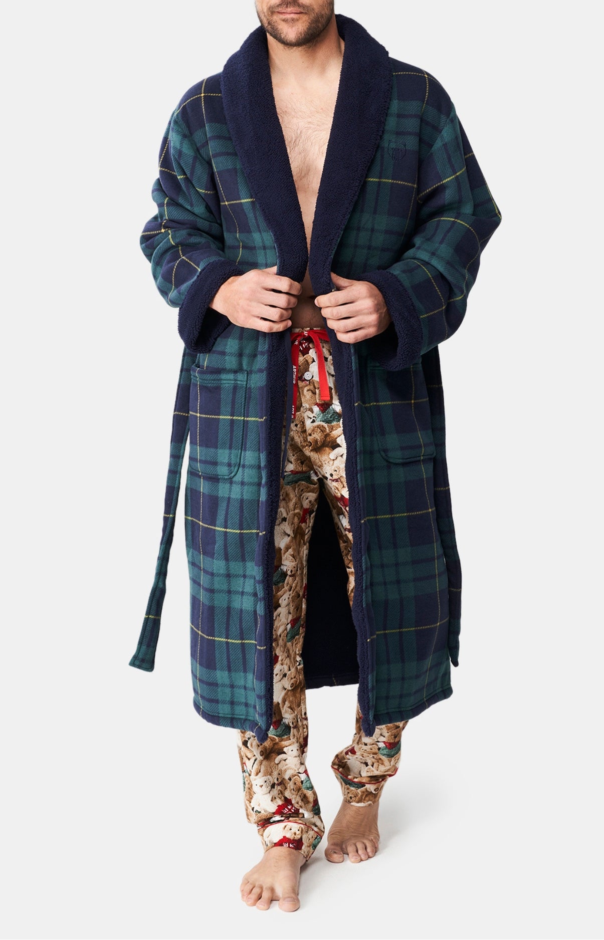 Robe de chambre Homme polaire Ecossais Vert 1