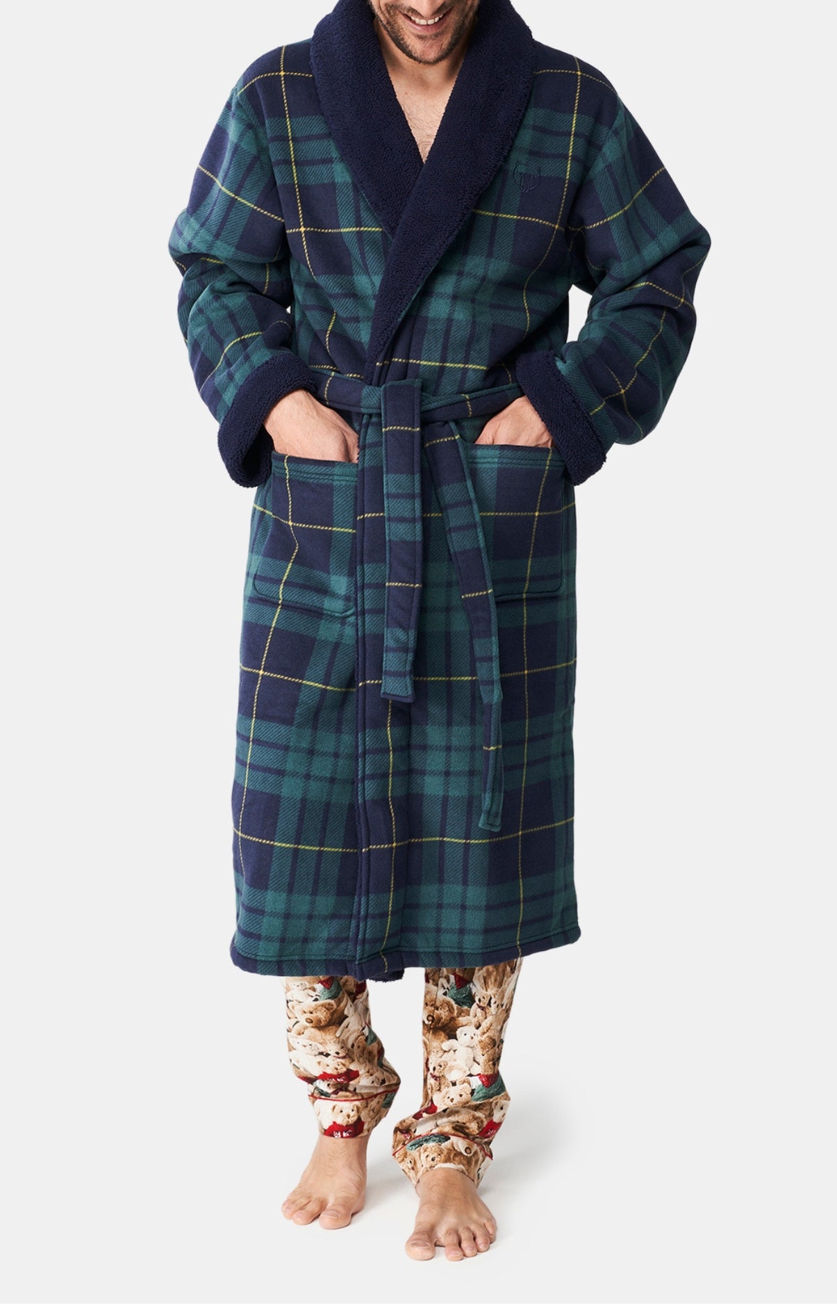 Robe de chambre Homme polaire Ecossais Vert 4