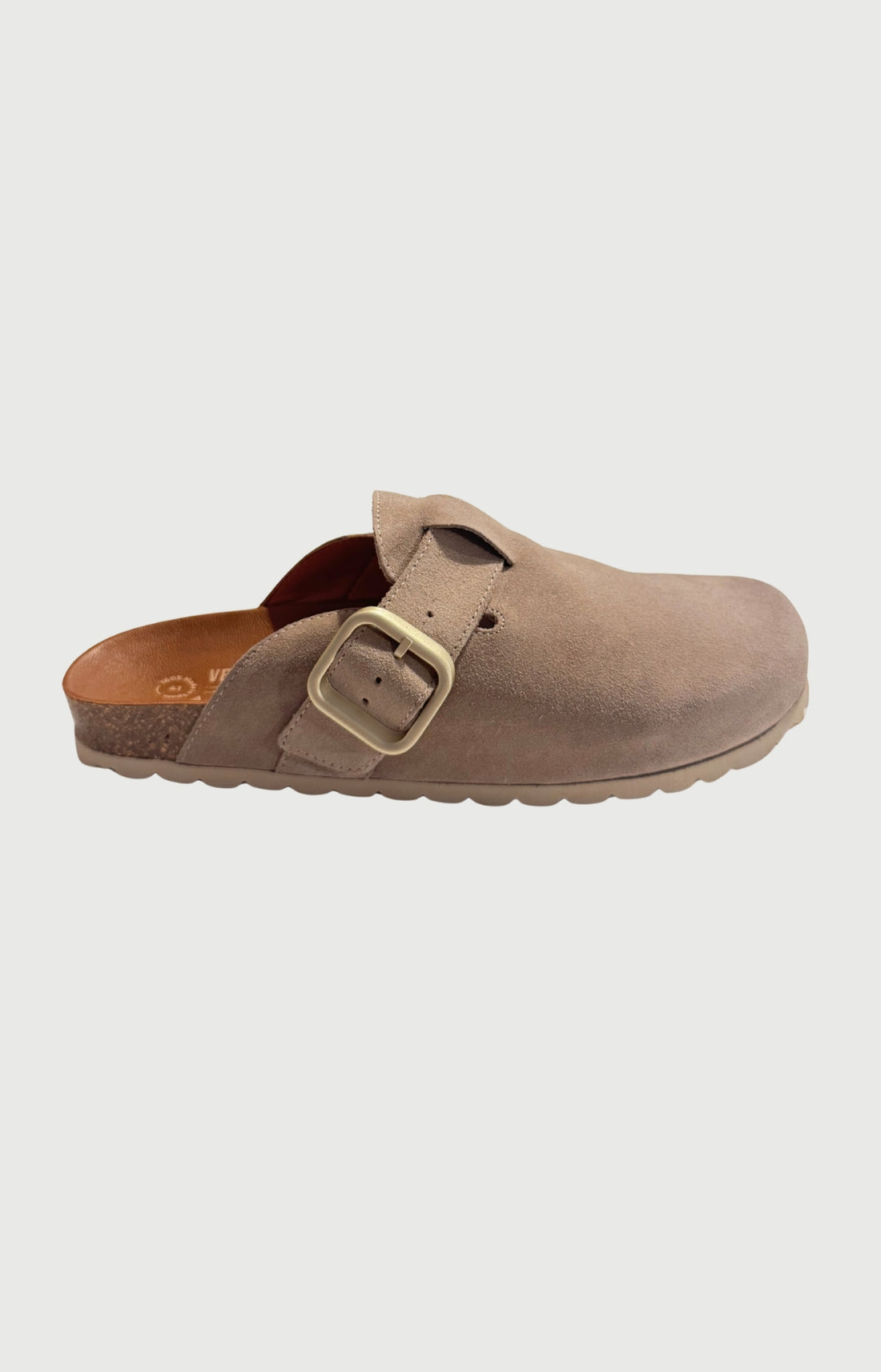 Chaussons sabot en daim couleur beige sable femme 2