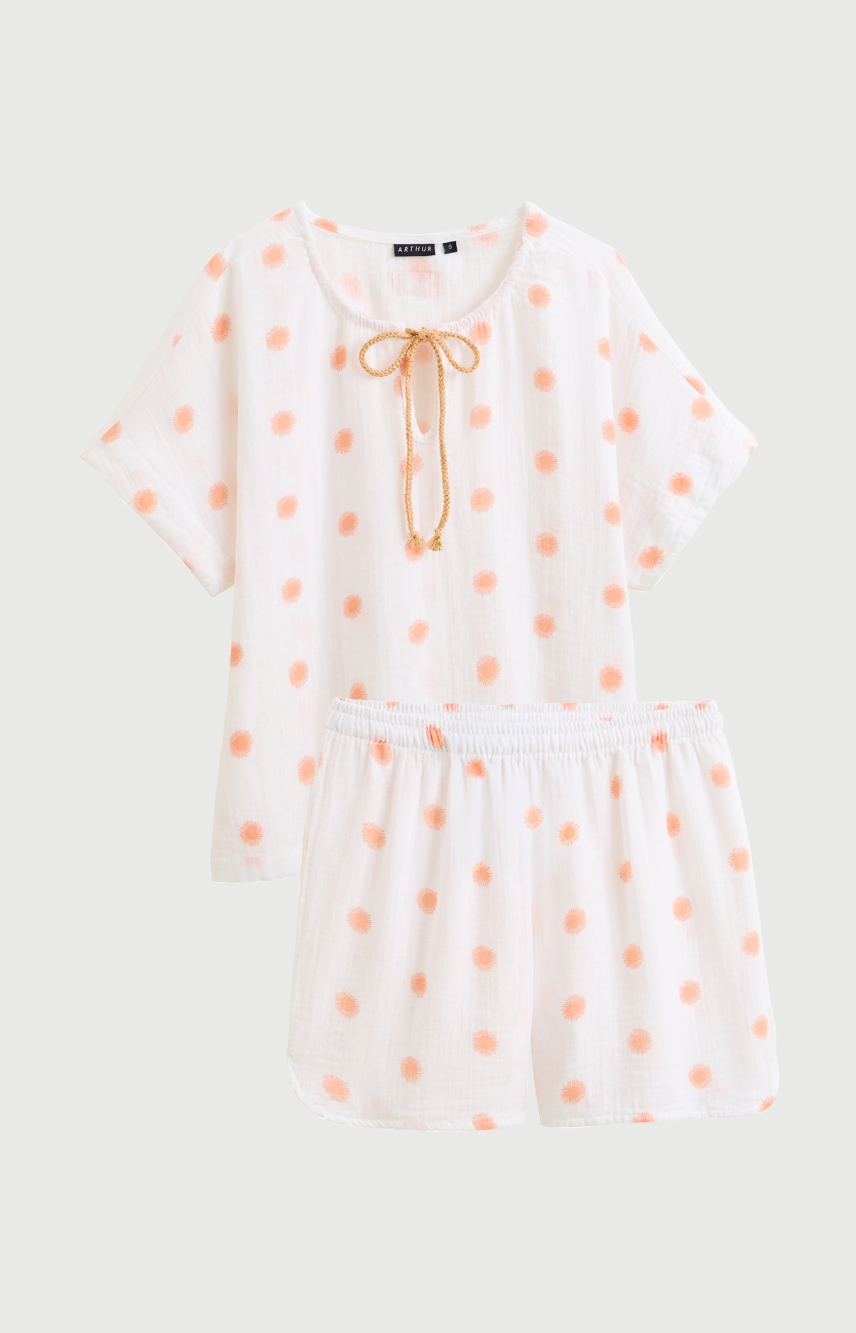 Pyjama Femme Soleil Manches courtes Imprimé soleils oranges 3