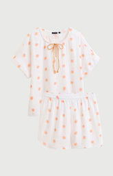 Pyjama Femme Soleil Manches courtes Imprimé soleils oranges 3