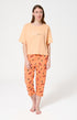 Pyjama Femme Dolce vitamines Manches courtes Imprimé papayes et kiwis oranges et verts 1