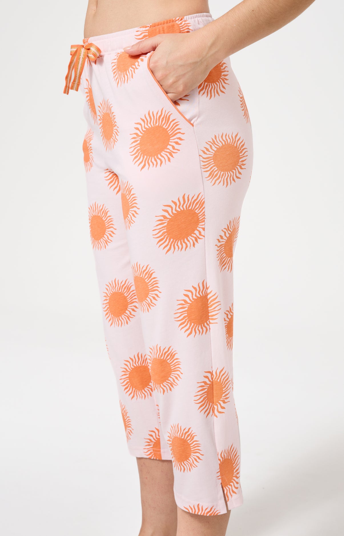 Pyjama Femme Coucher de sommeil Manches courtes Imprimé coucher de soleil orange 6