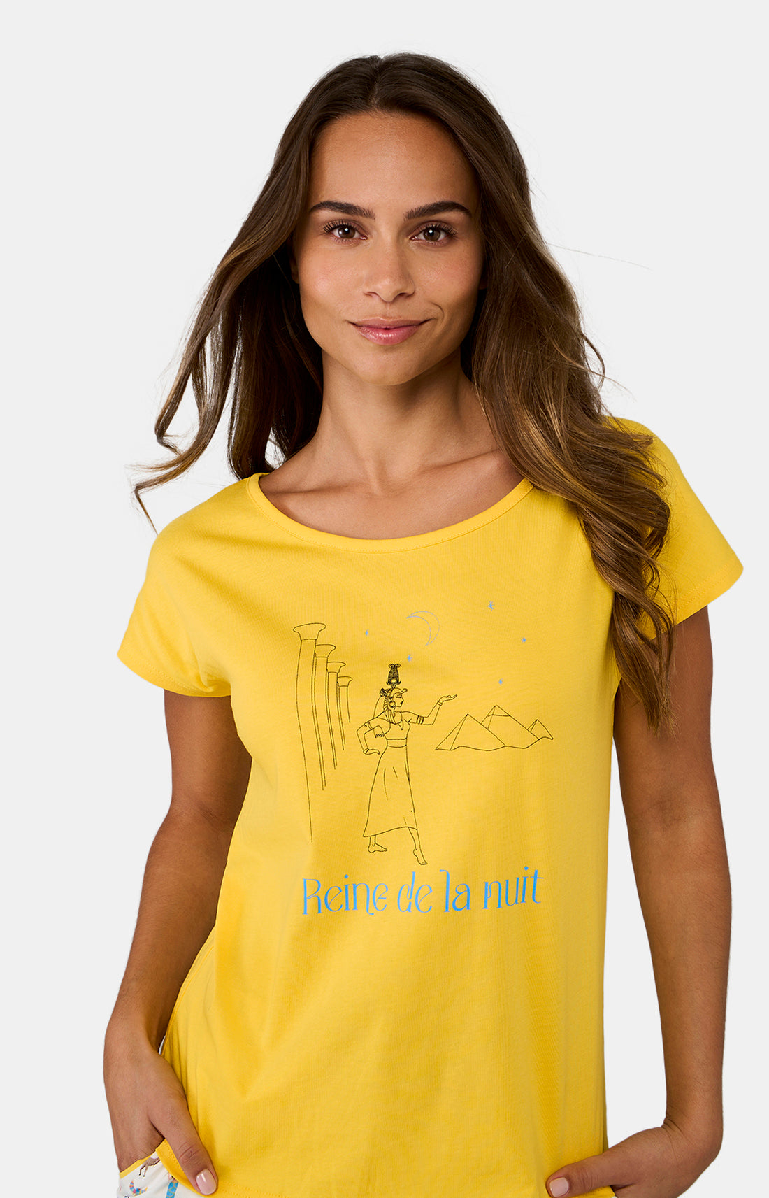 Pyjashort Femme Cléopâtre Jaune et Blanc et Ivoire 4