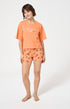 Pyjama Femme Dolce vitamines Manches courtes Imprimé papayes et kiwis oranges et verts 1