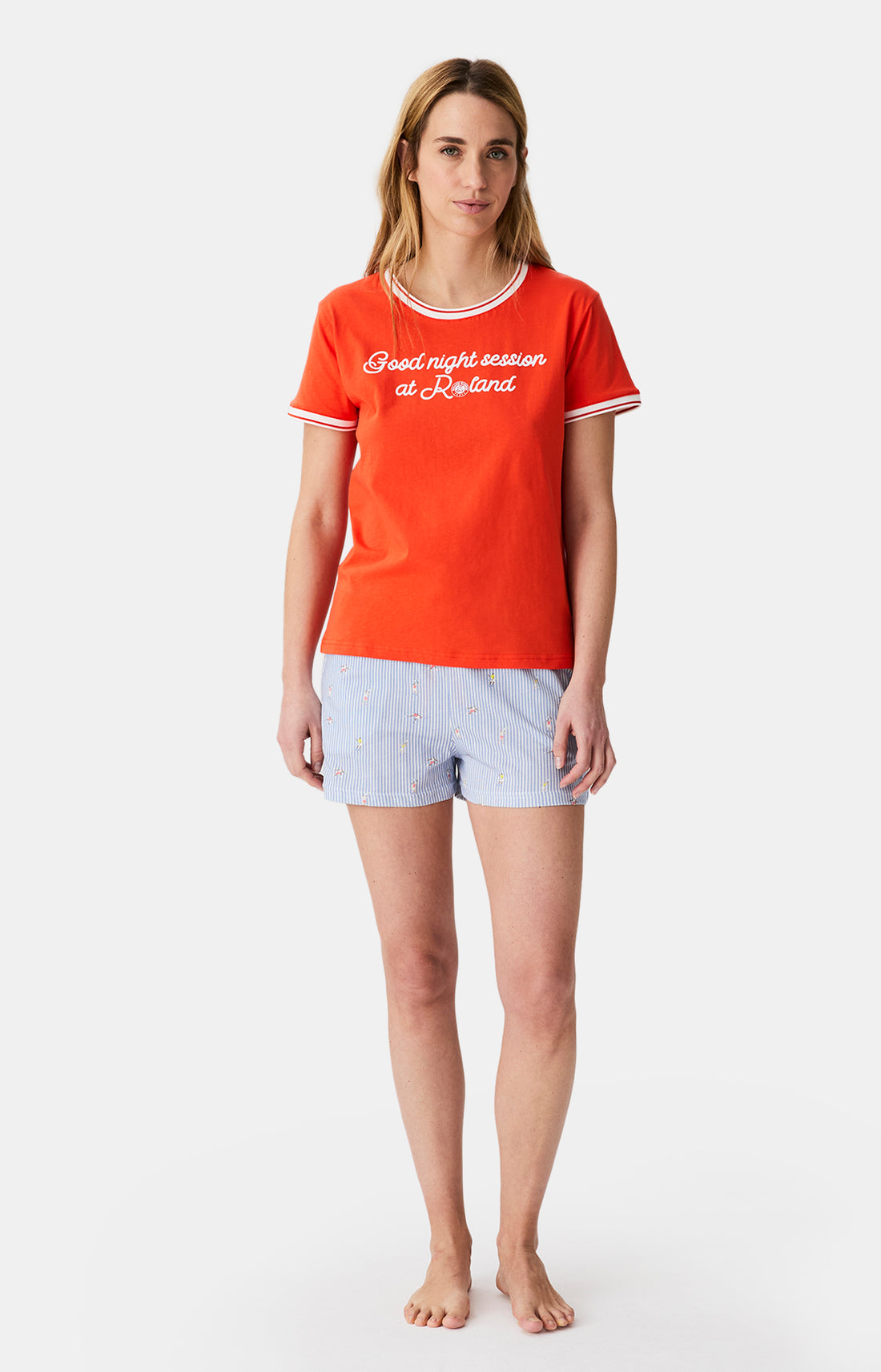 Pyjashort Roland Garros tennis orange femme 1