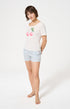 Pyjama Femme Cherry Manches courtes Imprimé cerises roses et vertes 1