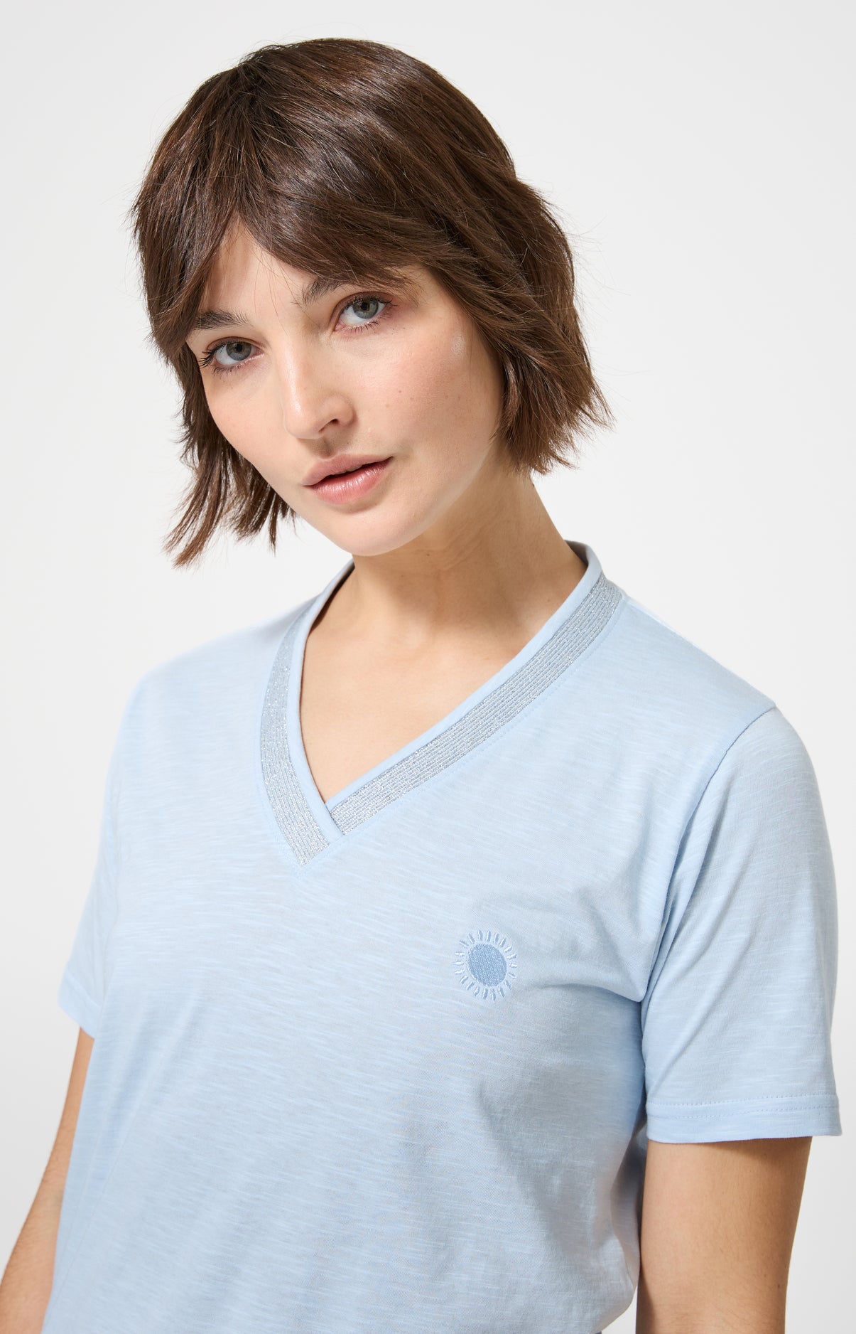 Haut Femme Soleil Manches courtes Couleur CIEL 2