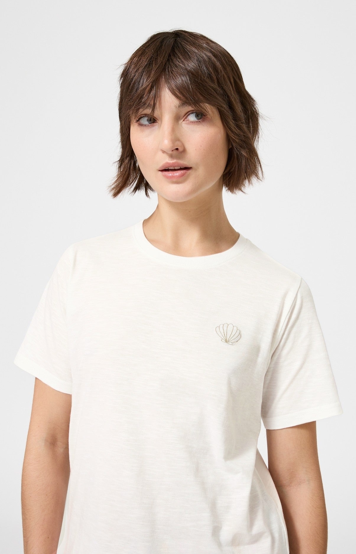 Haut Femme Coquillage Manches courtes Couleur IVOIRE 2