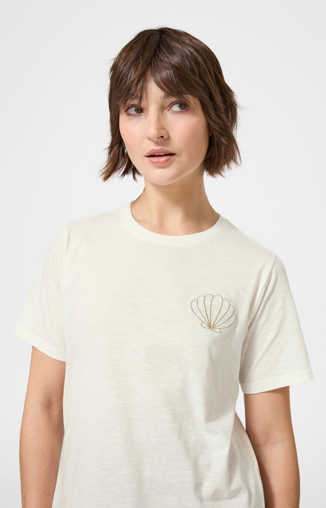 Haut Femme Coquillage Manches courtes Couleur IVOIRE 2