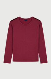 Tee-shirt manches longues en jersey de coton et modal Femme Burgundy 1