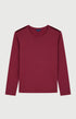 Tee-shirt manches longues en jersey de coton et modal Femme Burgundy 1