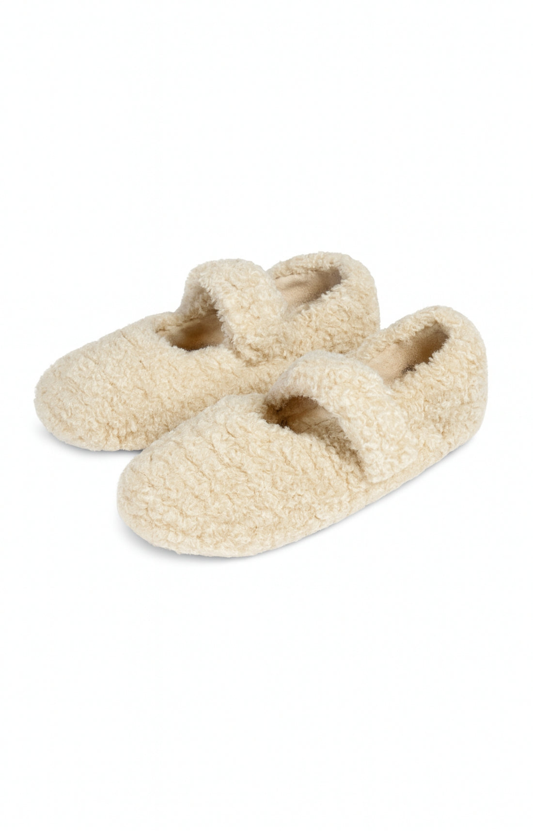 Chaussons Ballerine Fourrure Beige 1