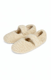 Chaussons Ballerine Fourrure Beige 1