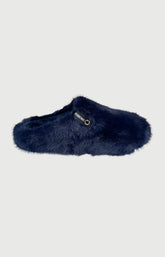 Mules Femme fausse fourrure bleu marine Sélène 1