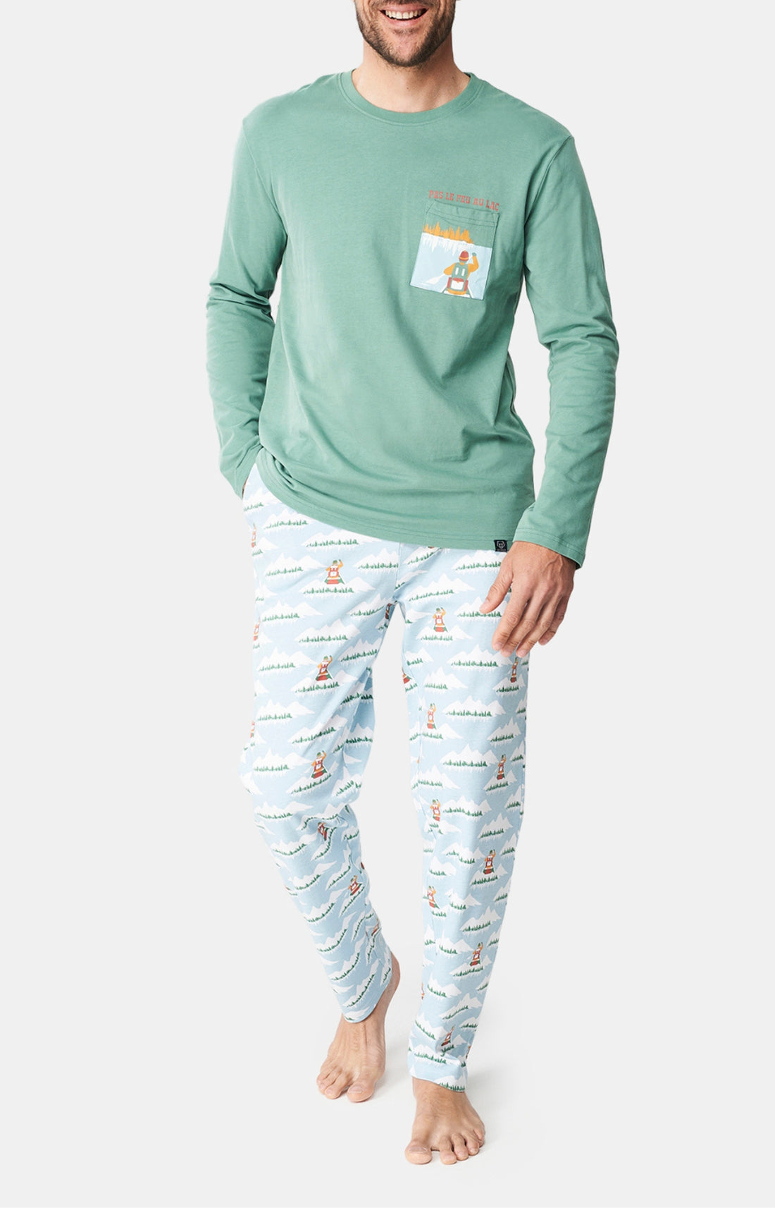 Pyjama long Femme Pas le feu au lac Bleu 1