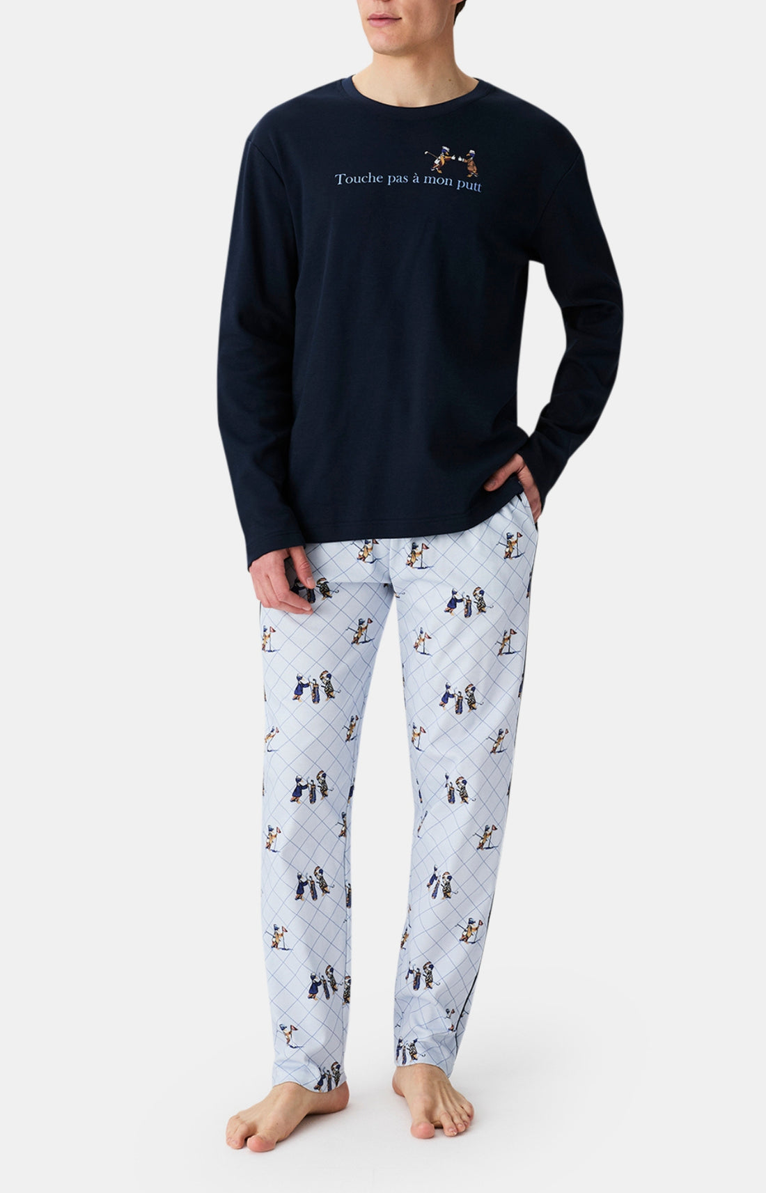 Pyjamas Homme Touche pas à mon putt BLEU 1