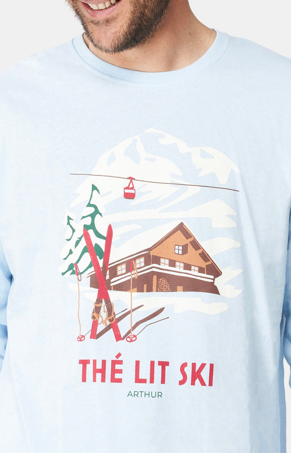 Pyjama long Femme Thé lit ski Blanc et Ivoire 2