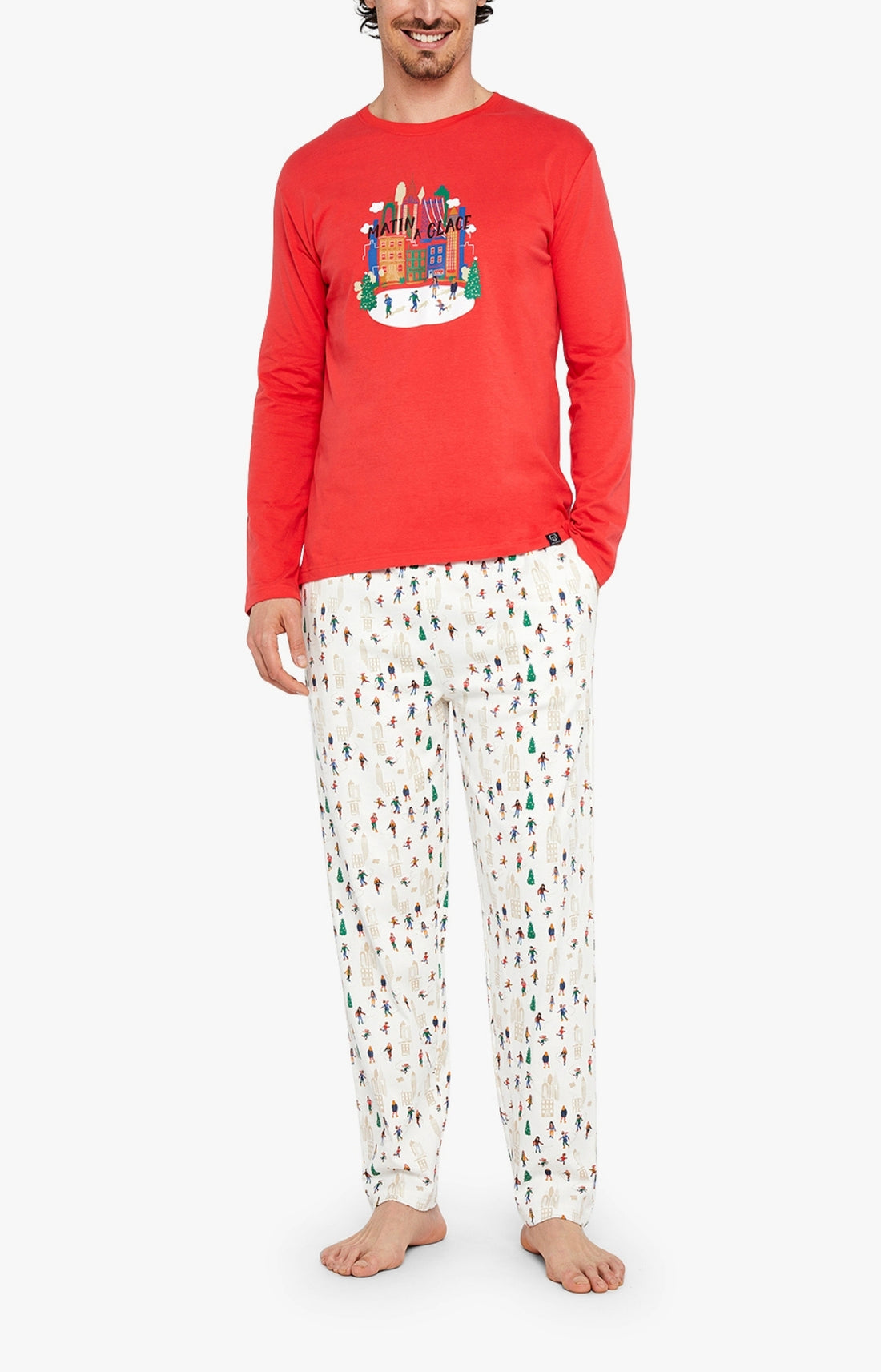 Pyjama long Homme Matin à glace Blanc et Ivoire 1