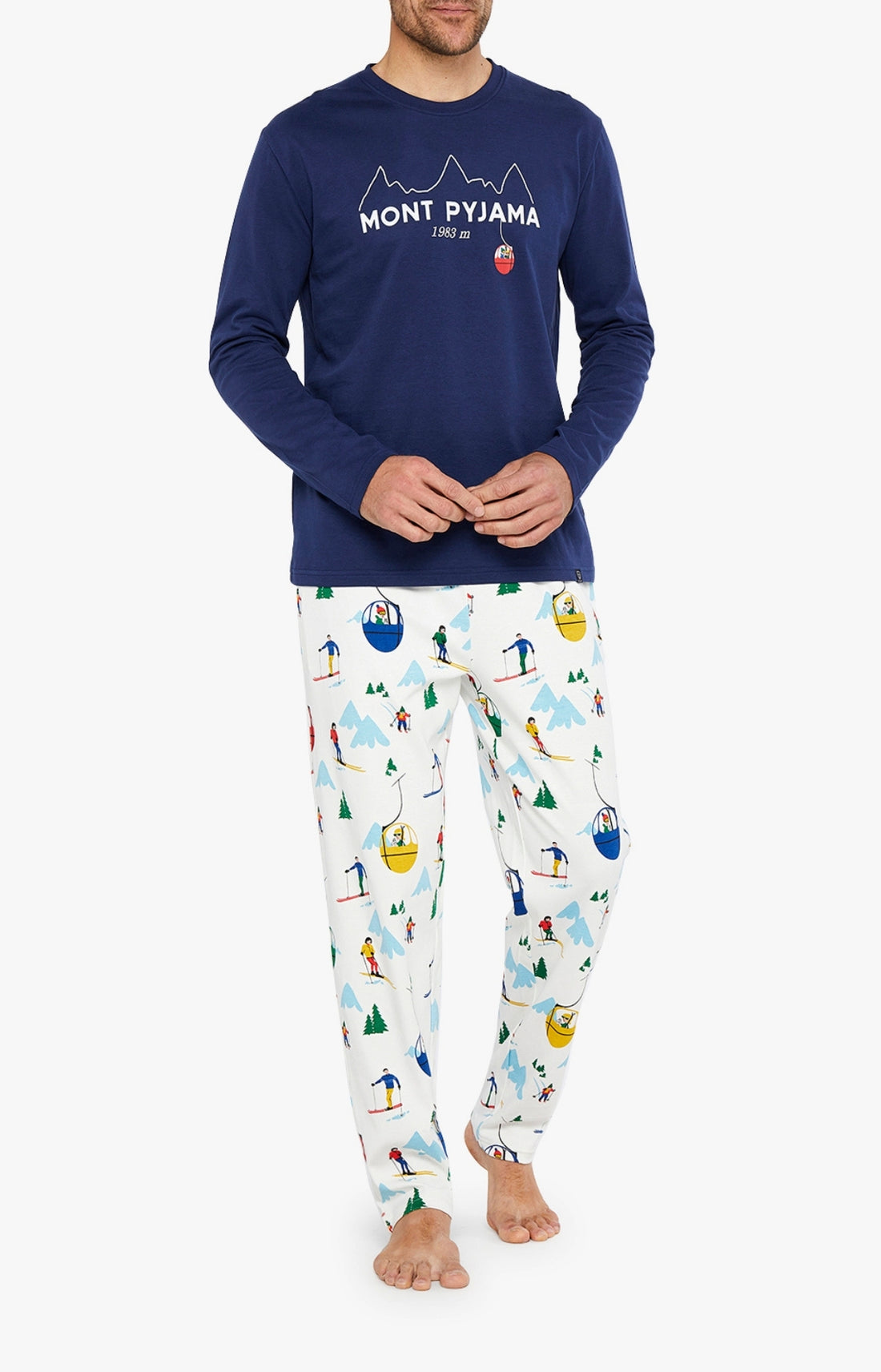 Pyjama long Homme Mont Pyjama Blanc et Ivoire 1