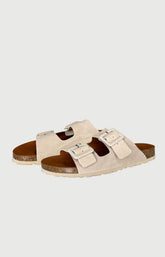 Sandales à deux brides en daim couleur beige sable femme 1