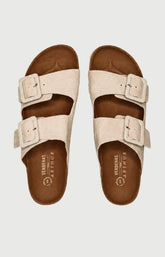 Sandales à deux brides en daim couleur beige sable femme 3