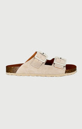 Sandales à deux brides en daim couleur beige sable femme 3