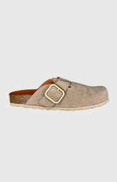 Chaussons sabot en daim couleur beige sable femme 2