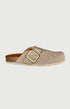 Chaussons sabot en daim couleur beige sable femme 2