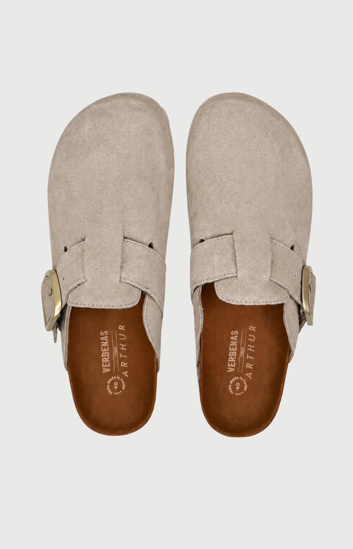 Chaussons sabot en daim couleur beige sable femme 3