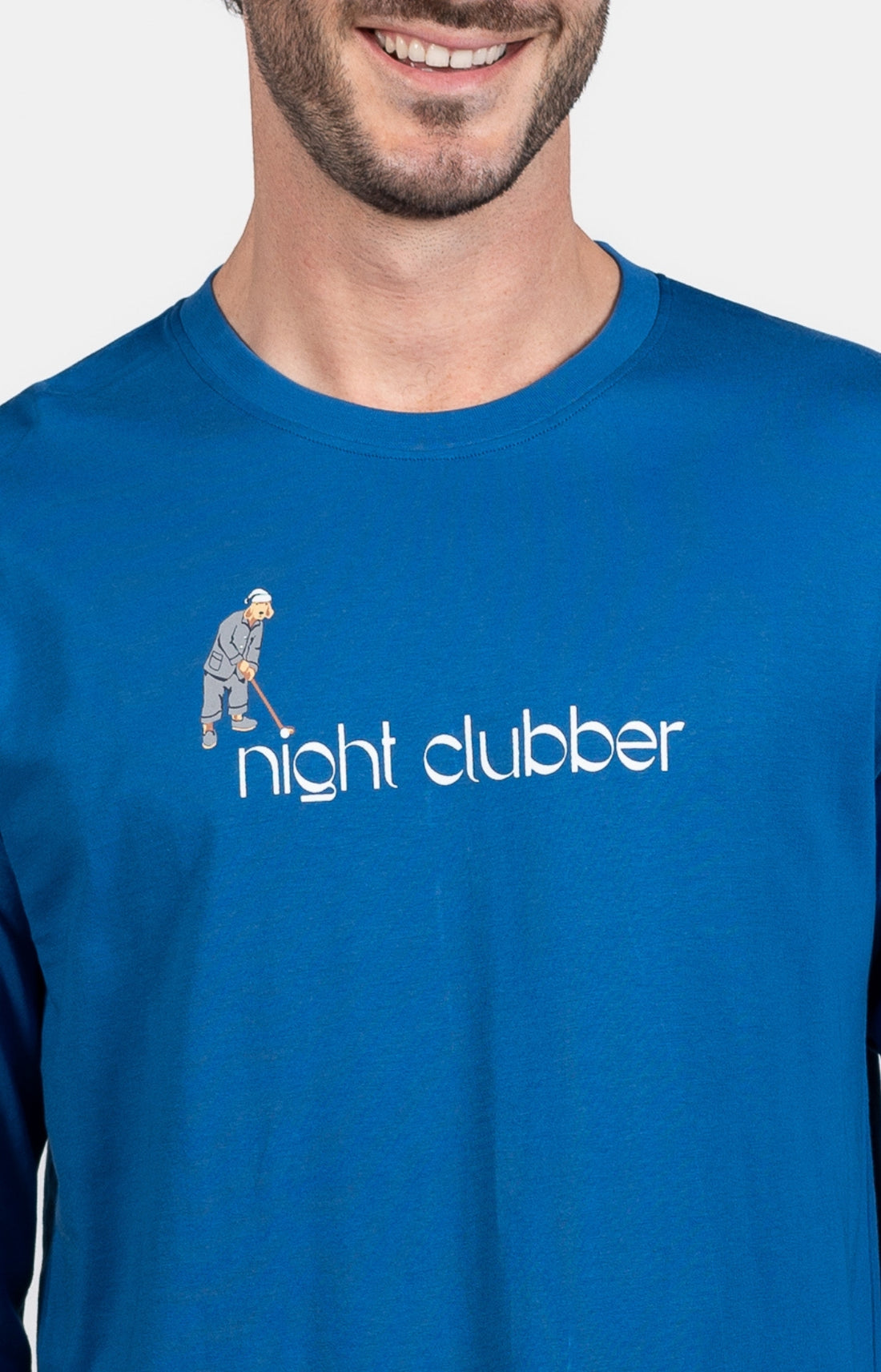 Pyjama long Homme Night clubber Noir et Marine 2