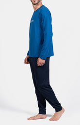 Pyjama long Homme Night clubber Noir et Marine 5
