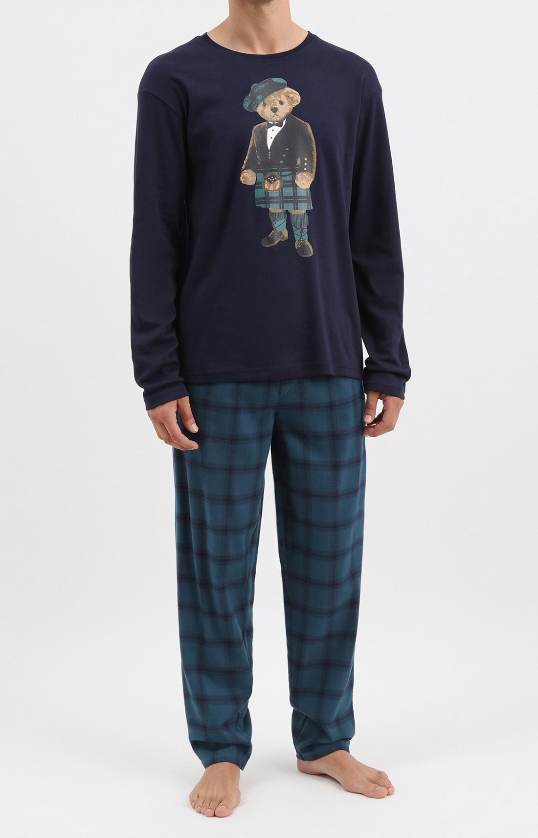 Pyjama long écossais Homme marine 1
