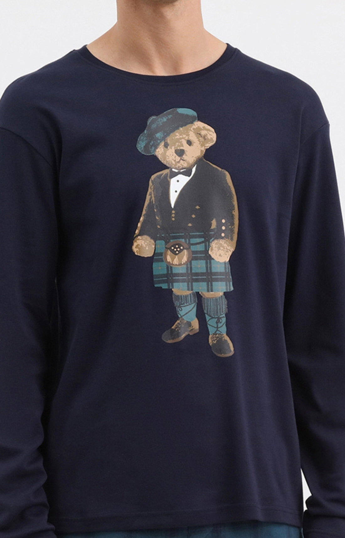 Pyjama long écossais Homme marine 2