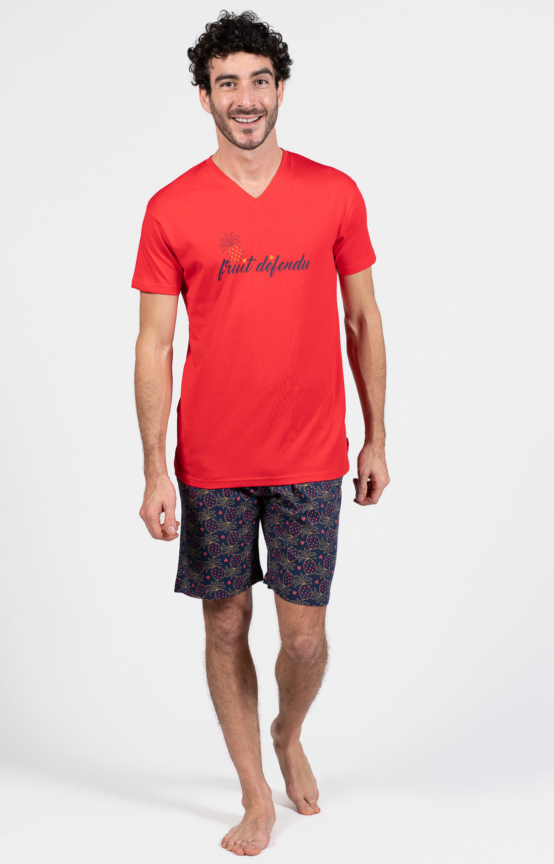Pyjashort Homme Fruit défendu Marine et Rouge 1