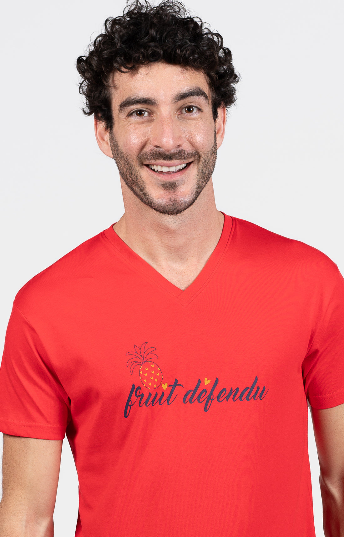 Pyjashort Homme Fruit défendu Marine et Rouge 2