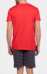 Pyjashort Homme Fruit défendu Marine et Rouge 6