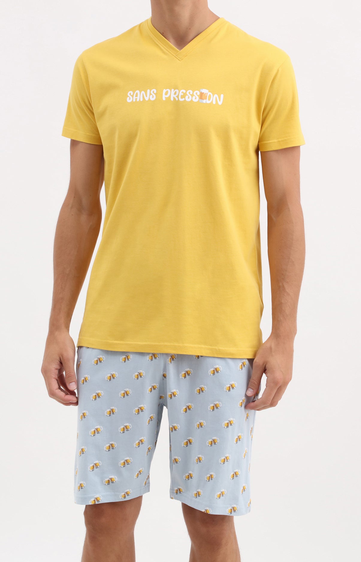 Pyjama Homme Bière sans pression Imprimé broderie chopes de bière 1