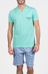 Pyjashort Homme Boat Bleu et Vert 1