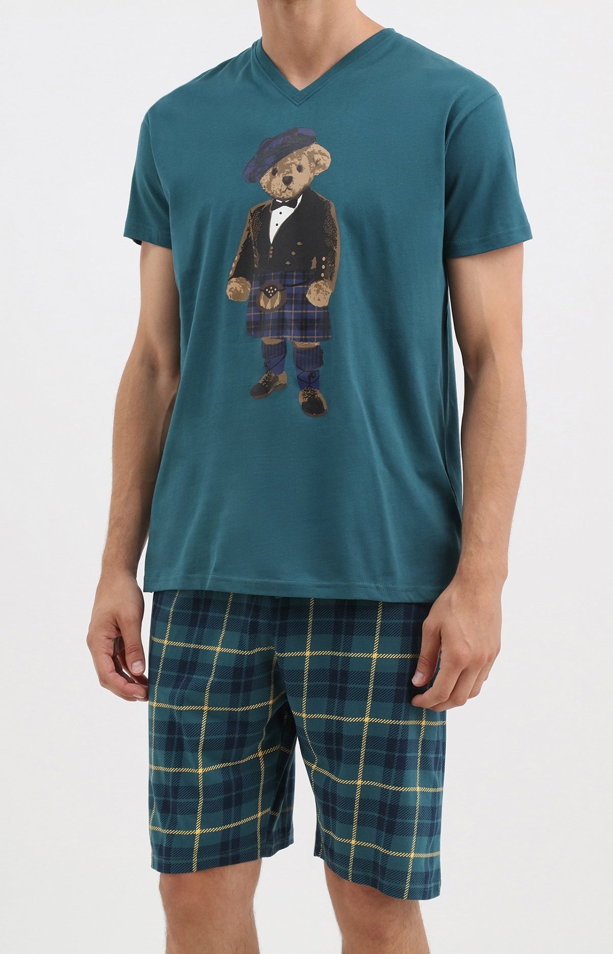 Pyjashort écossais Vert homme 1