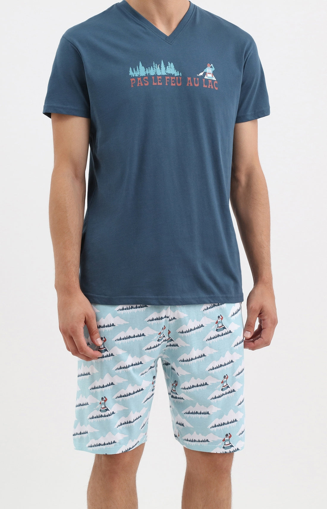 Pyjashort Canoe Pas le feu au lac Bleu Homme 1
