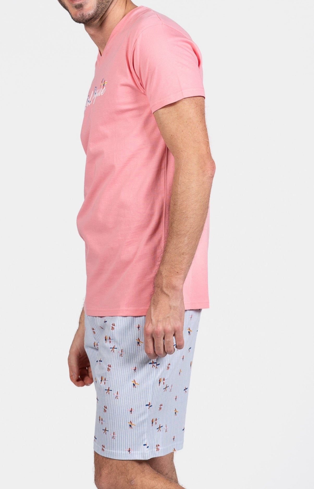 Pyjashort Homme Surf Bleu et Rose 5