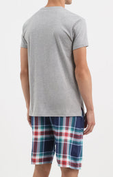 Pyjashort ski tartan gris et bleu homme 3