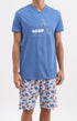 Pyjama Homme Oasif bleu Imprimé palmiers et fleurs hawaiiens 1